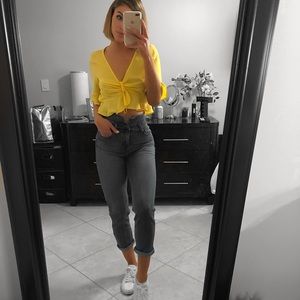 Yellow ruffle top